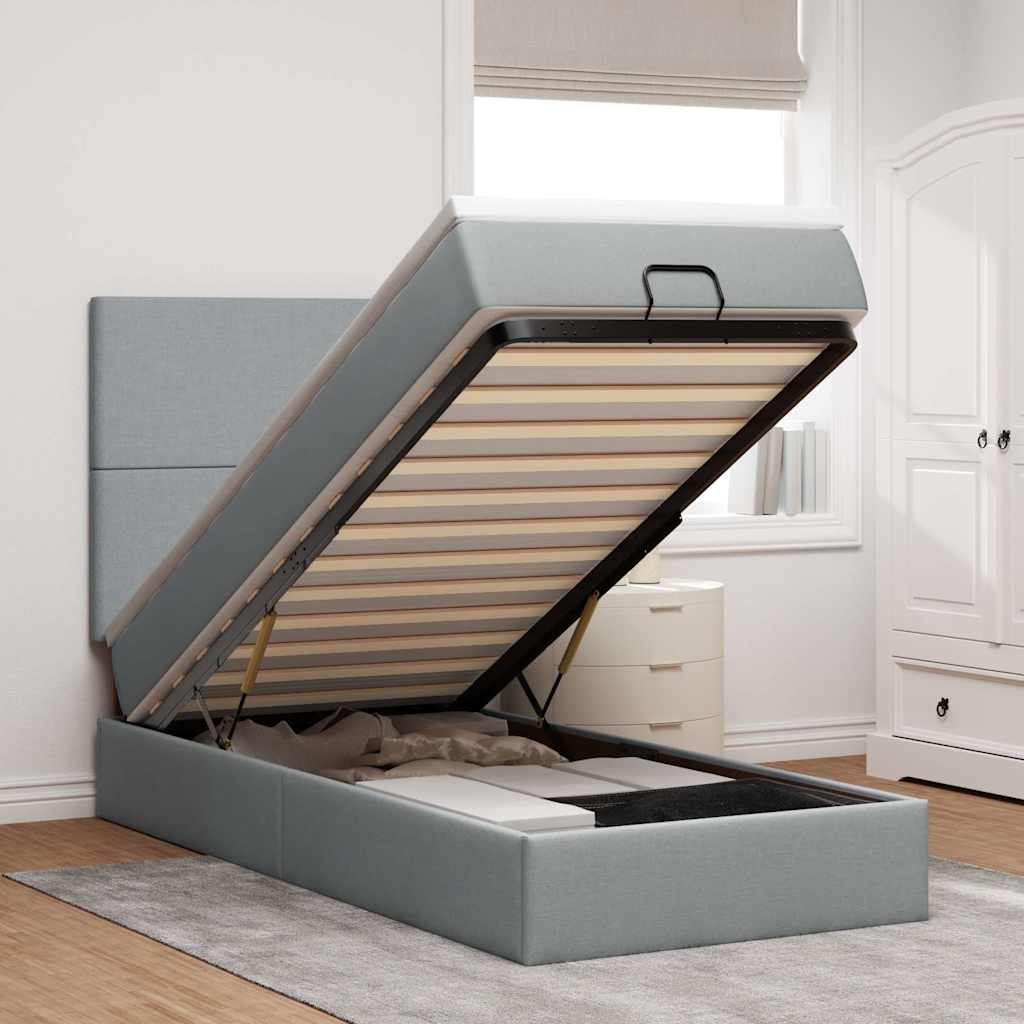 Bed met matras 90x200 cm stof lichtgrijs is nu te koop bij PeponiXL, paradijselijk wonen!