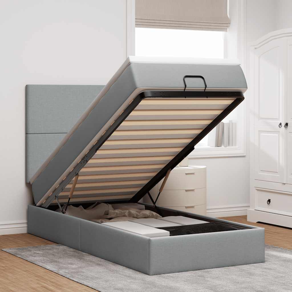Bed met matras 100x200 cm stof lichtgrijs is nu te koop bij PeponiXL, paradijselijk wonen!