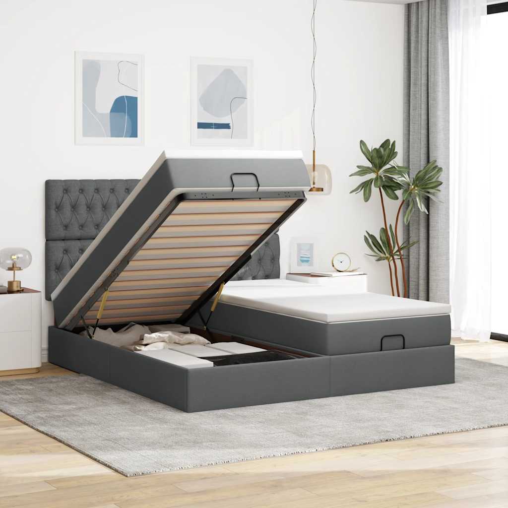 Ottoman bed met matrassen 180x200cm stof donkergrijs is nu te koop bij PeponiXL, paradijselijk wonen!