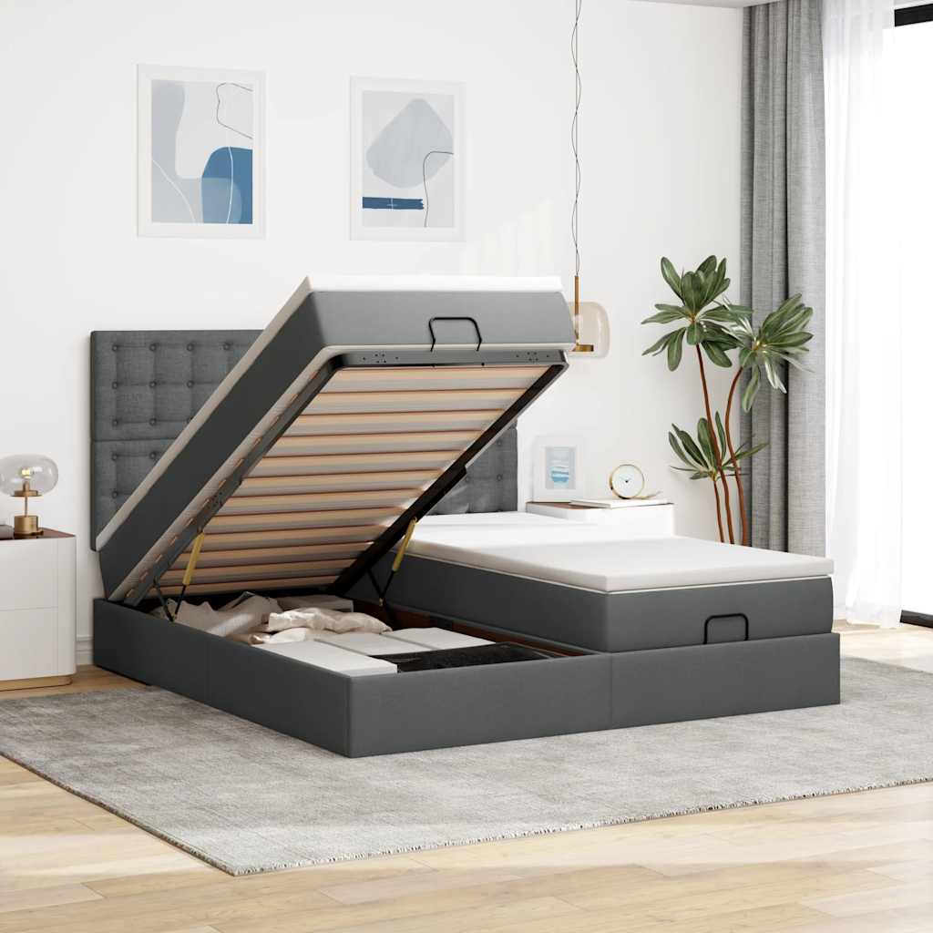 Ottoman bed met matrassen 160x200cm stof donkergrijs is nu te koop bij PeponiXL, paradijselijk wonen!