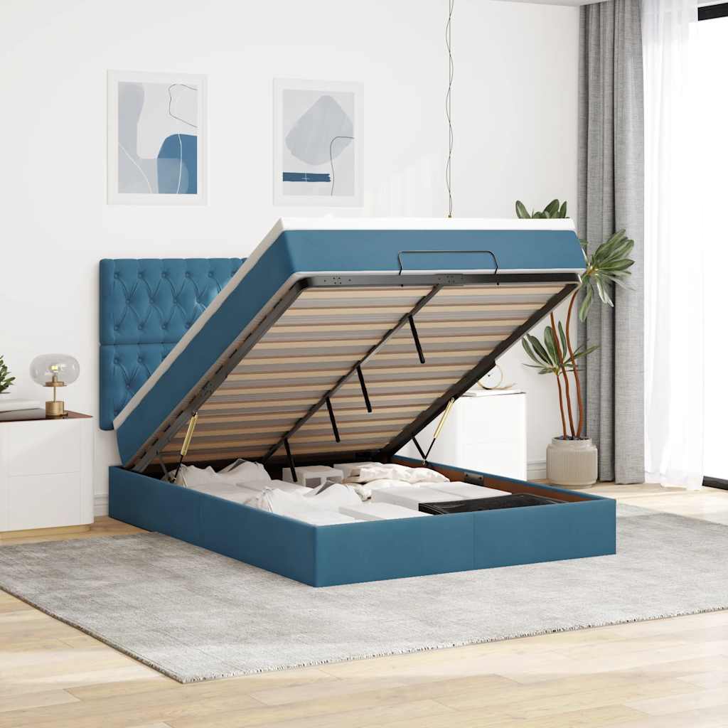 Ottoman bed met matrassen en LED's 140x190cm fluweel is nu te koop bij PeponiXL, paradijselijk wonen!