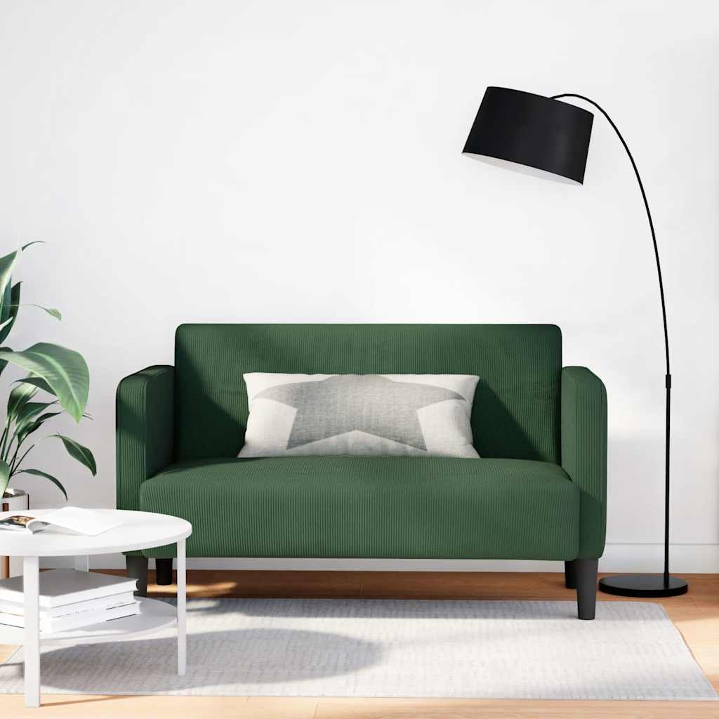 Loveseat bank 109 cm corduroy stof donkergroen is nu te koop bij PeponiXL, paradijselijk wonen!