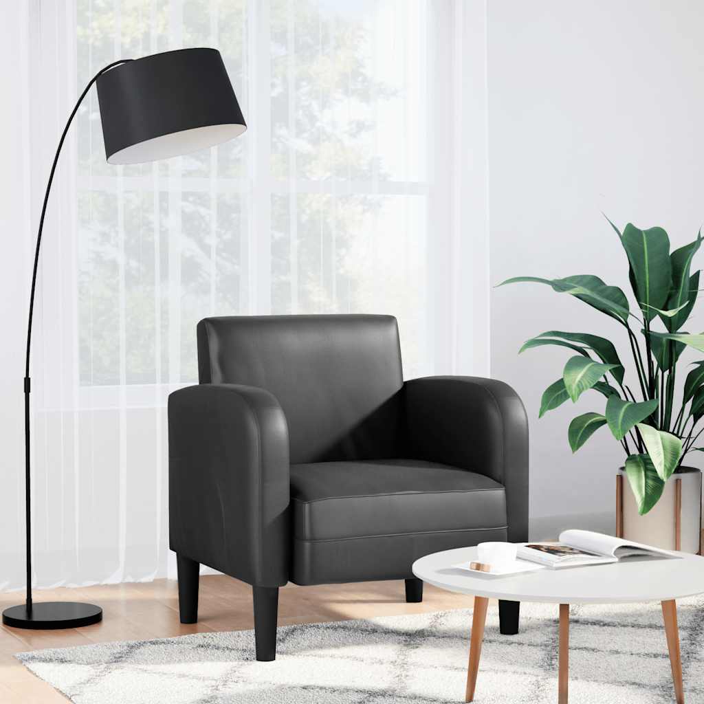 Fauteuil met armleuningen 54 cm kunstleer zwart is nu te koop bij PeponiXL, paradijselijk wonen!