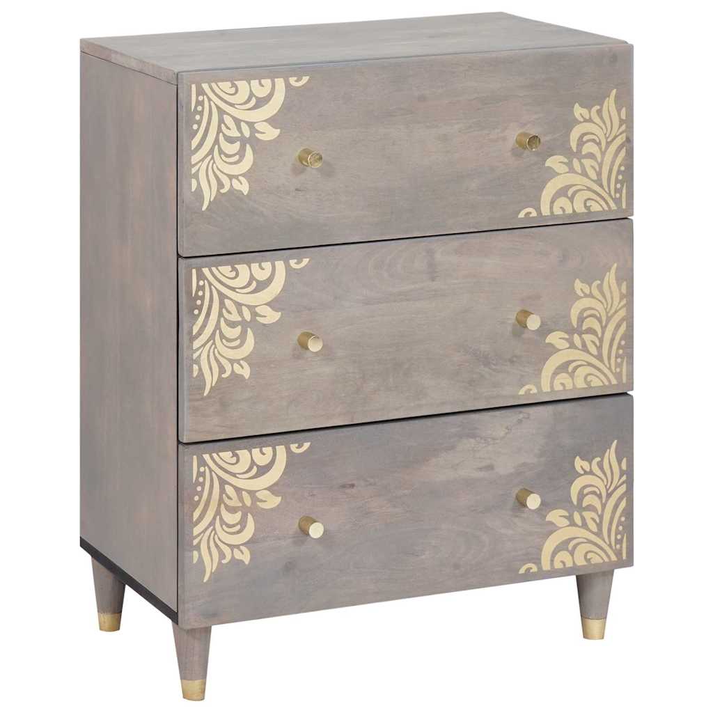 Dressoir Grijs en Goud 60 x 33 x 75 cm Massief Mango Hout is nu te koop bij PeponiXL, paradijselijk wonen!