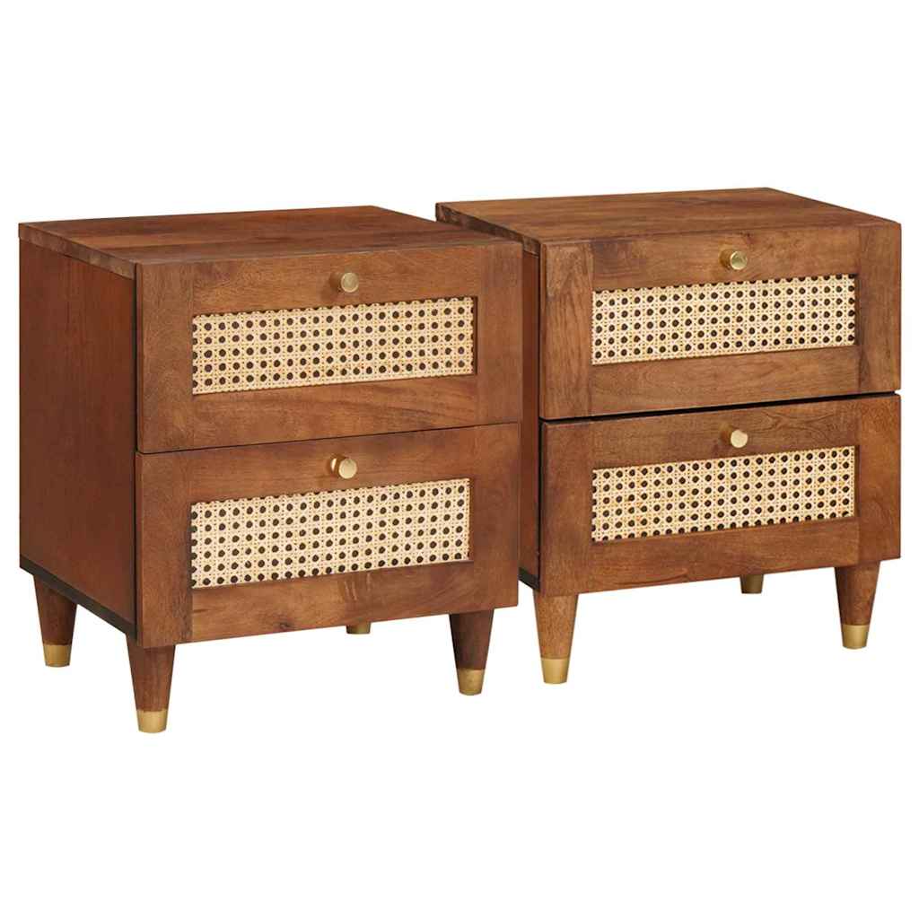 Nachtkastje 2 pcs Bruin 40 x 33,5 x 46 cm Massief acaciahout is nu te koop bij PeponiXL, paradijselijk wonen!