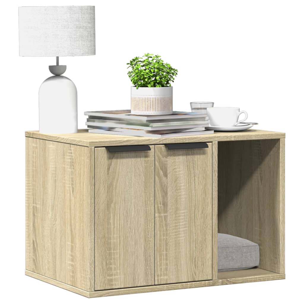 Kattenbakkast 60x40x40 cm bewerkt hout sonoma eikenkleurig is nu te koop bij PeponiXL, paradijselijk wonen!