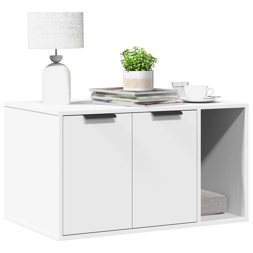 Kattenbakkast 80x50x45 cm bewerkt hout wit is nu te koop bij PeponiXL, paradijselijk wonen!