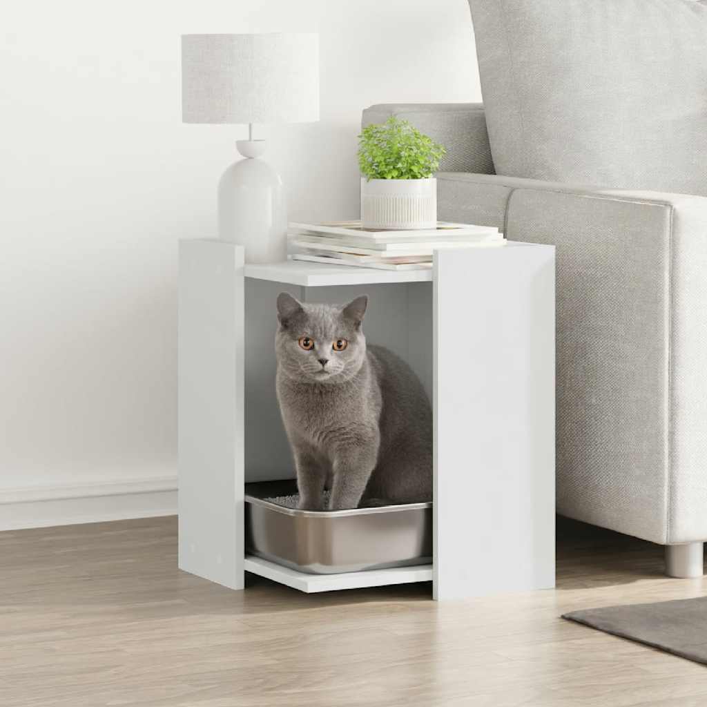 Kattenbakkast 42x42x51 cm bewerkt hout wit is nu te koop bij PeponiXL, paradijselijk wonen!