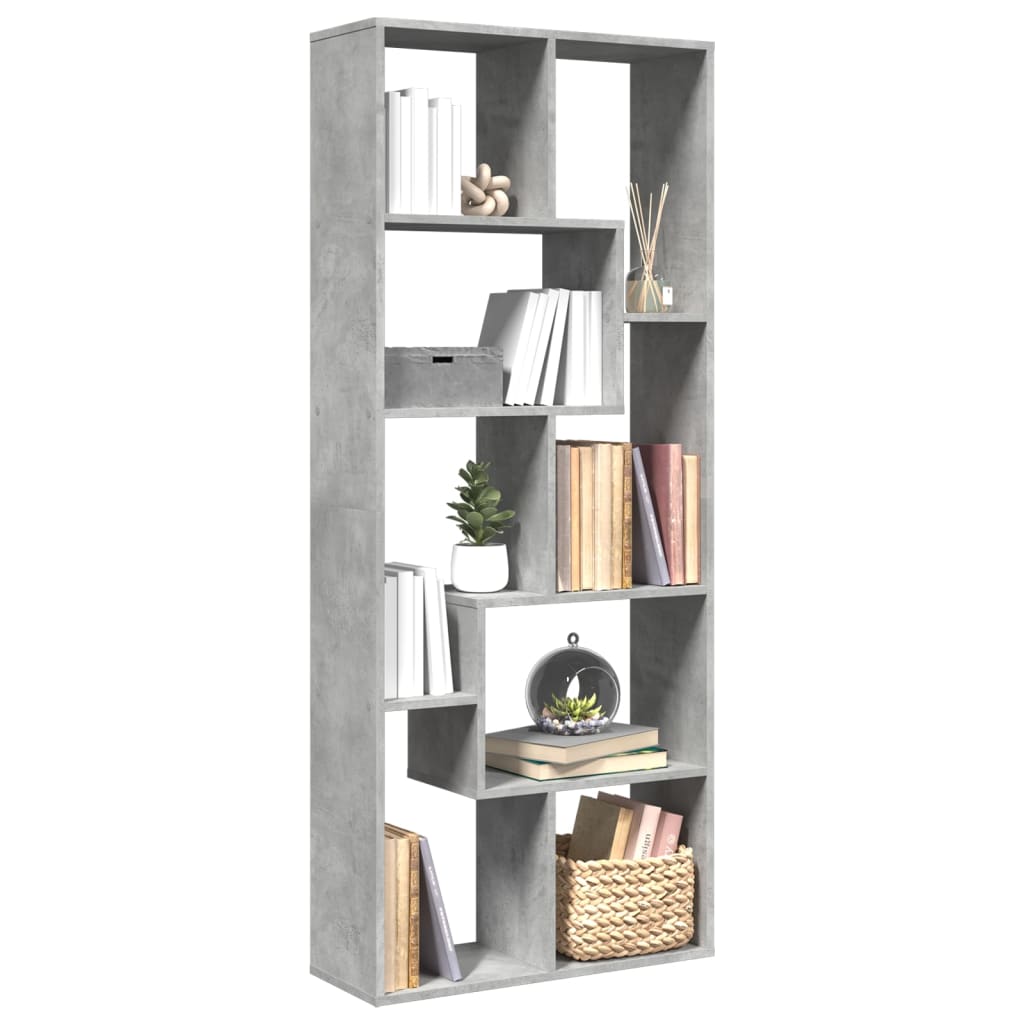 Kamerscherm / boekenkast 67x25x161,5 cm bewerkt hout betongrijs is nu te koop bij PeponiXL, paradijselijk wonen!