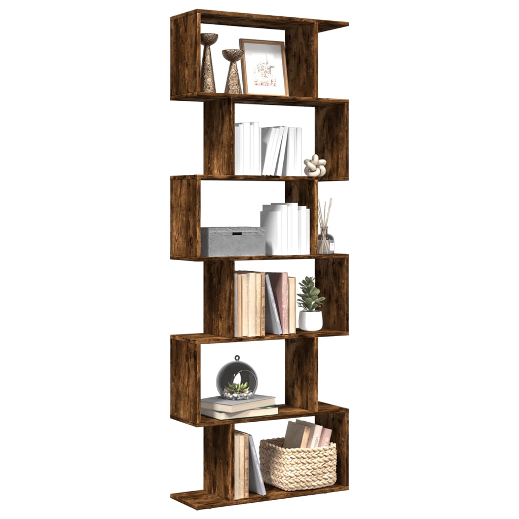 Kamerscherm / boekenkast 6-laags 70x24x193 cm hout gerookt eik is nu te koop bij PeponiXL, paradijselijk wonen!