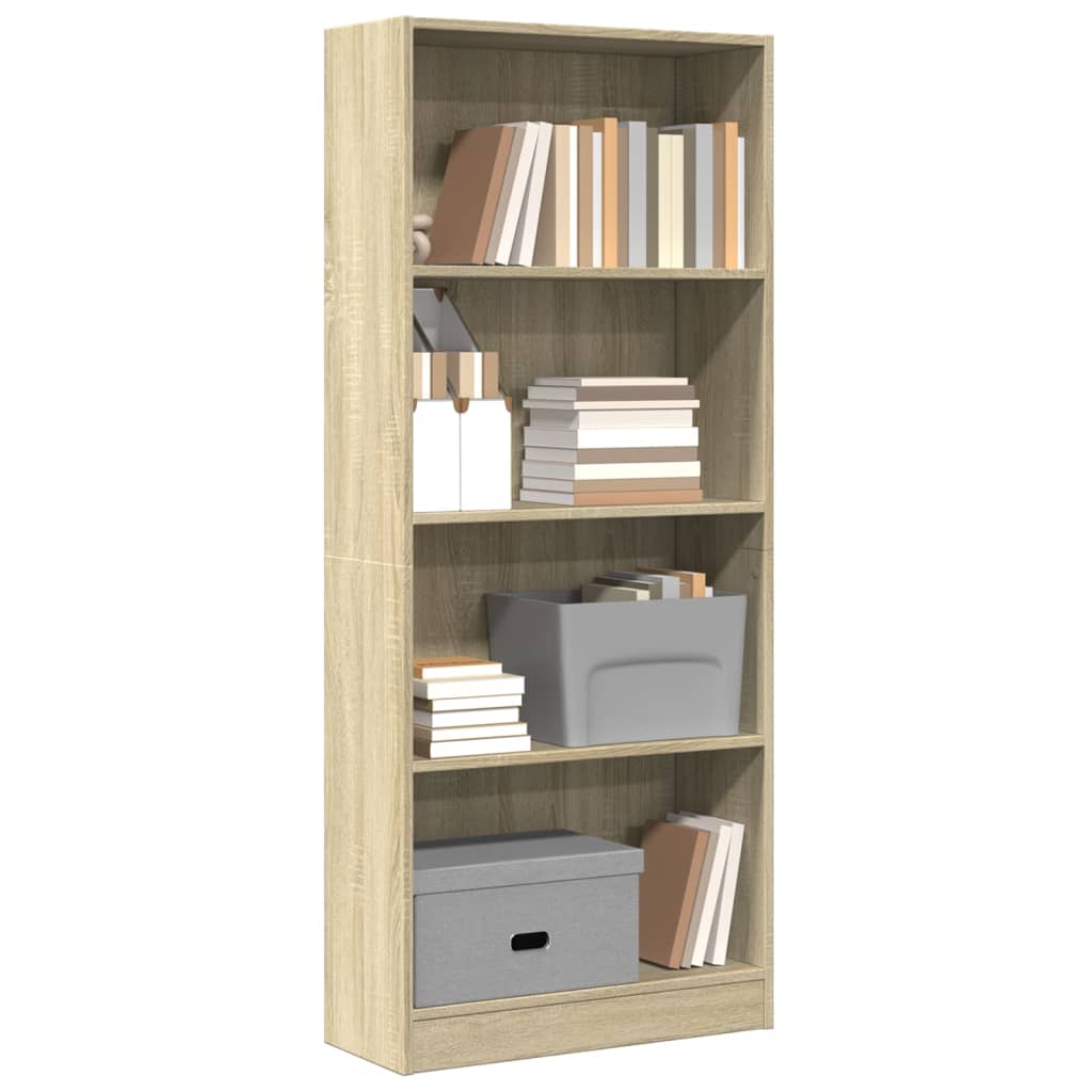 Boekenkast 60x24x143 cm bewerkt hout sonoma eikenkleurig is nu te koop bij PeponiXL, paradijselijk wonen!