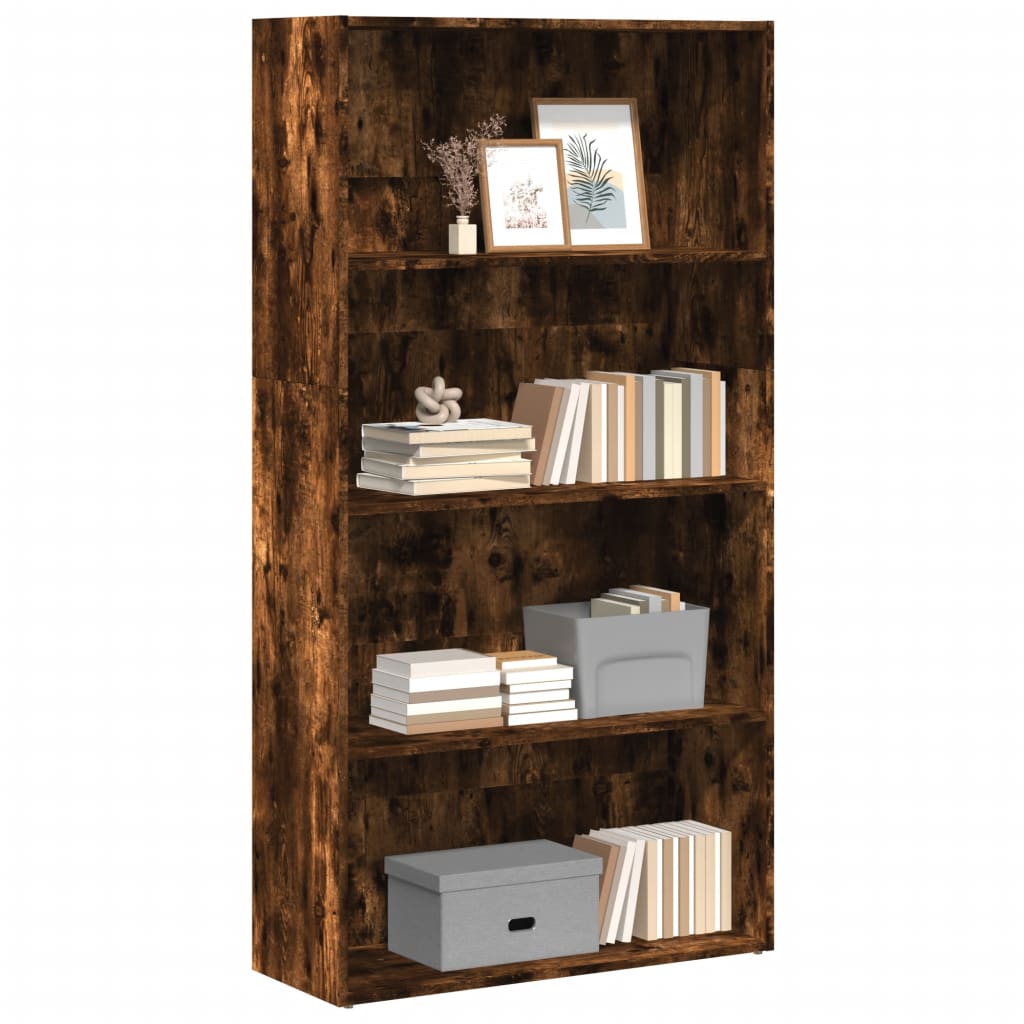 Boekenkast 80x30x152 cm bewerkt hout gerookt eikenkleurig is nu te koop bij PeponiXL, paradijselijk wonen!