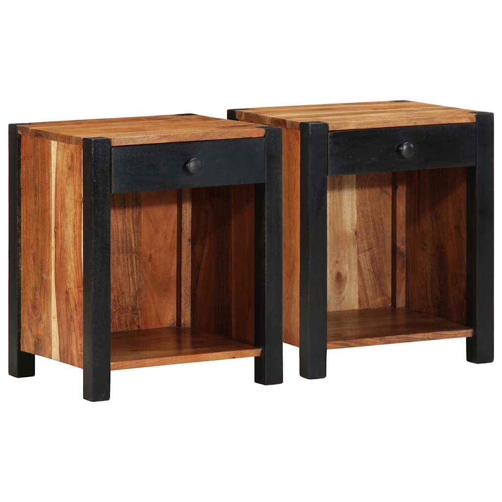 Nachtkastje 2 pcs Bruin 40 x 35 x 50 cm Massief Acaciahout is nu te koop bij PeponiXL, paradijselijk wonen!