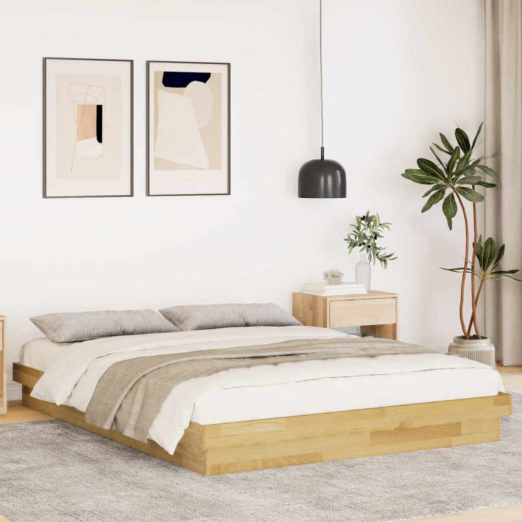 Bedframe zonder matras 150x200 cm massief hout eiken is nu te koop bij PeponiXL, paradijselijk wonen!
