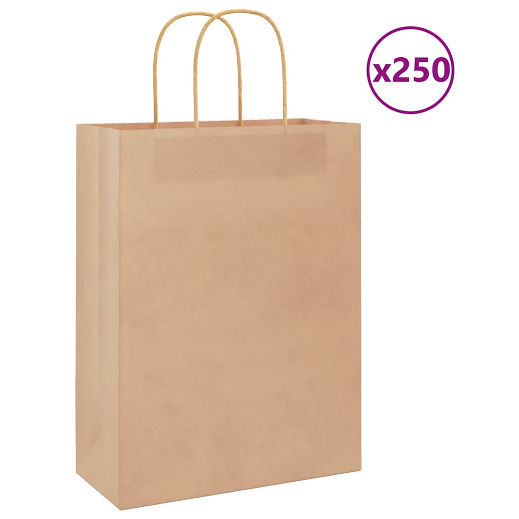 Papieren zakken 250 st met hengsels 26x12x35 cm bruin is nu te koop bij PeponiXL, paradijselijk wonen!