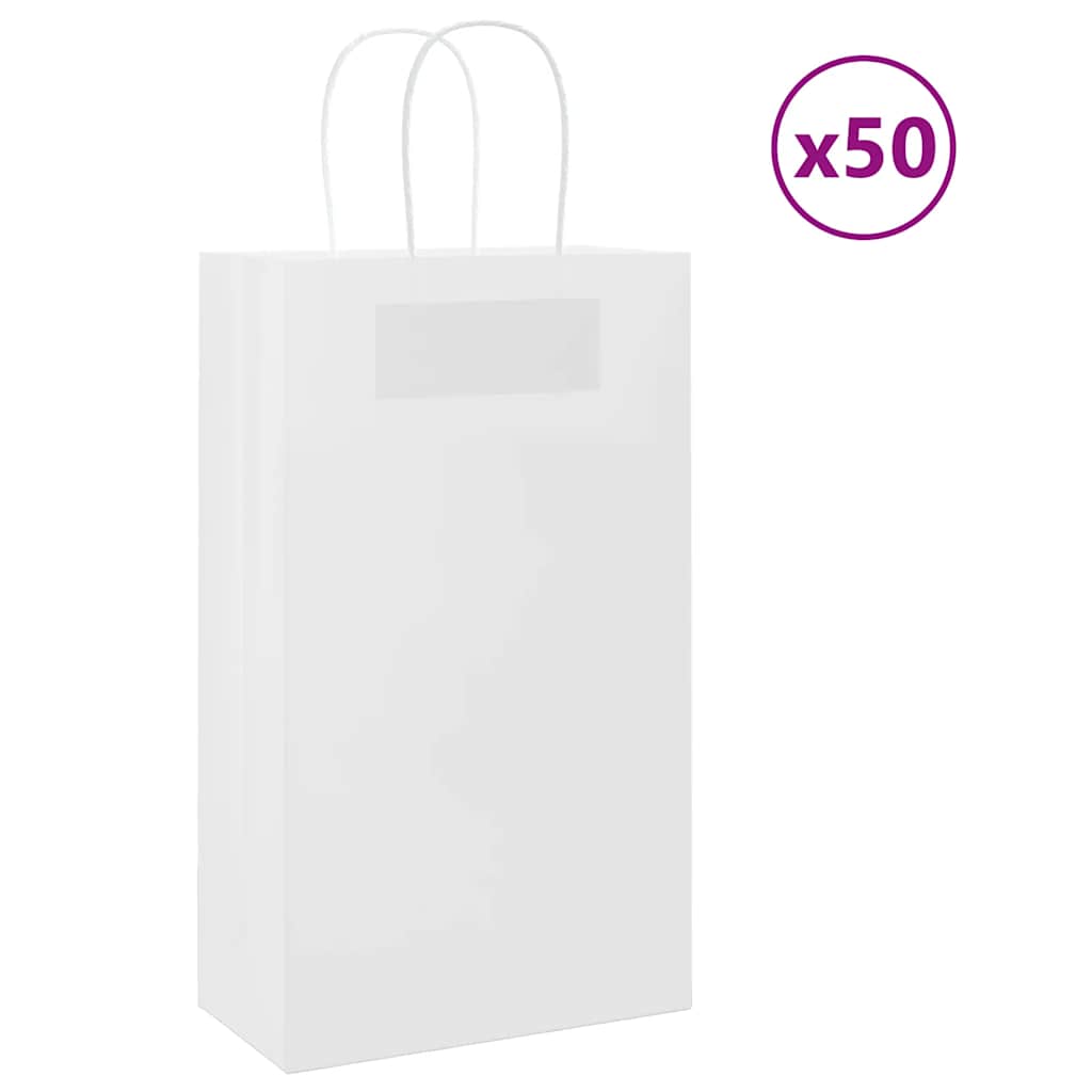 Papieren zakken 50 st met hengsels 21x11x36 cm wit is nu te koop bij PeponiXL, paradijselijk wonen!