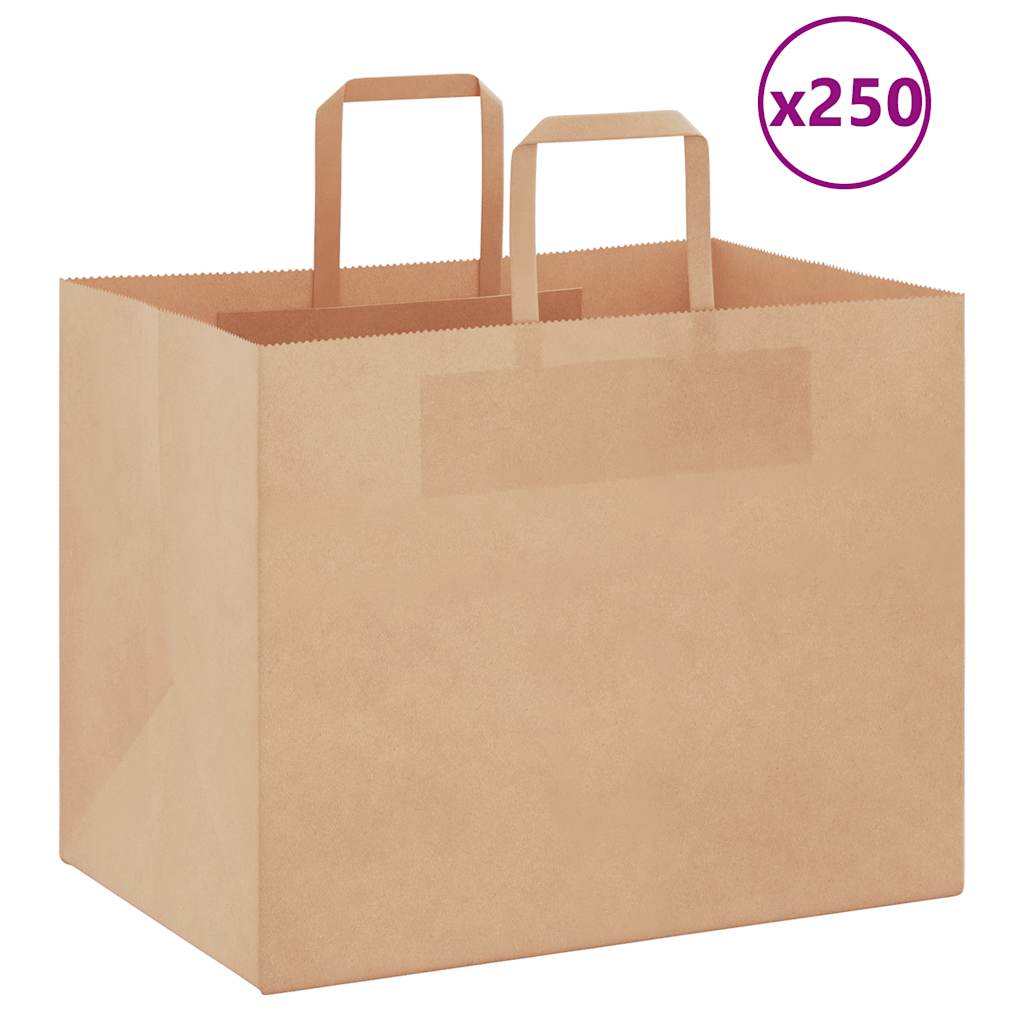 Papieren zakken 250 st met hengsels 32x22x24 cm bruin is nu te koop bij PeponiXL, paradijselijk wonen!
