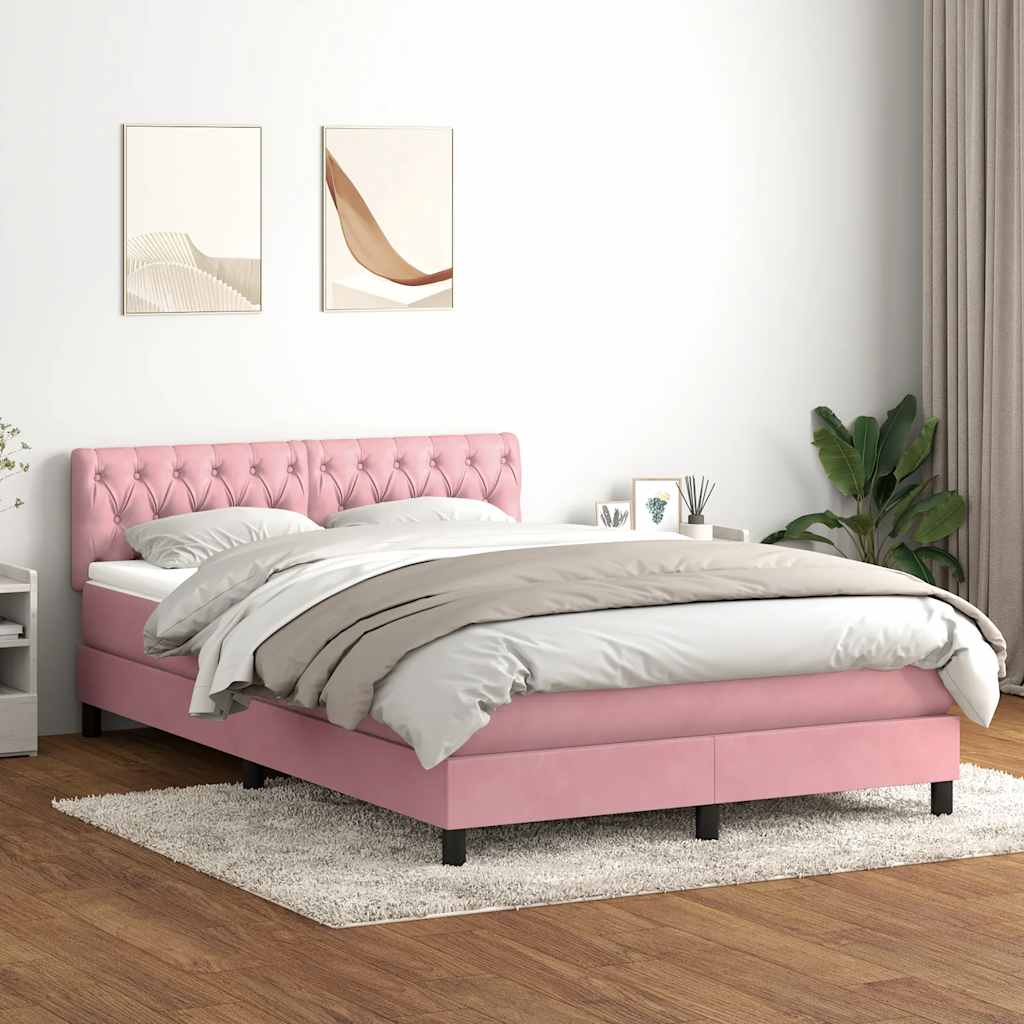 Boxspring met matras fluweel roze 160x220 cm is nu te koop bij PeponiXL, paradijselijk wonen!