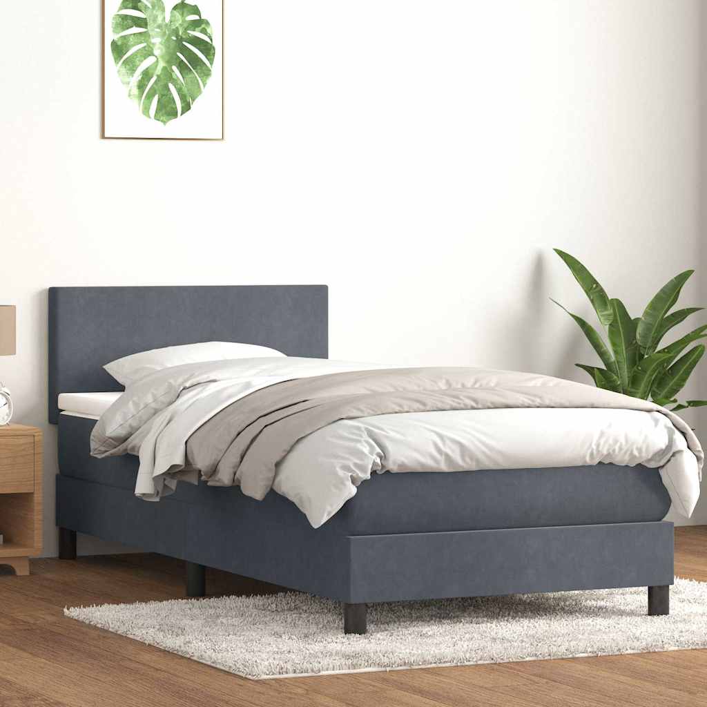 Boxspring met matras en LED fluweel donkergrijs 80x210 cm is nu te koop bij PeponiXL, paradijselijk wonen!