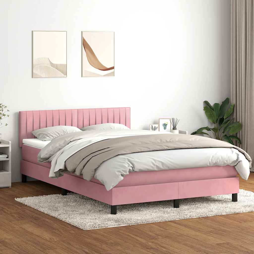 Boxspring met matras en LED fluweel roze 140x210 cm is nu te koop bij PeponiXL, paradijselijk wonen!