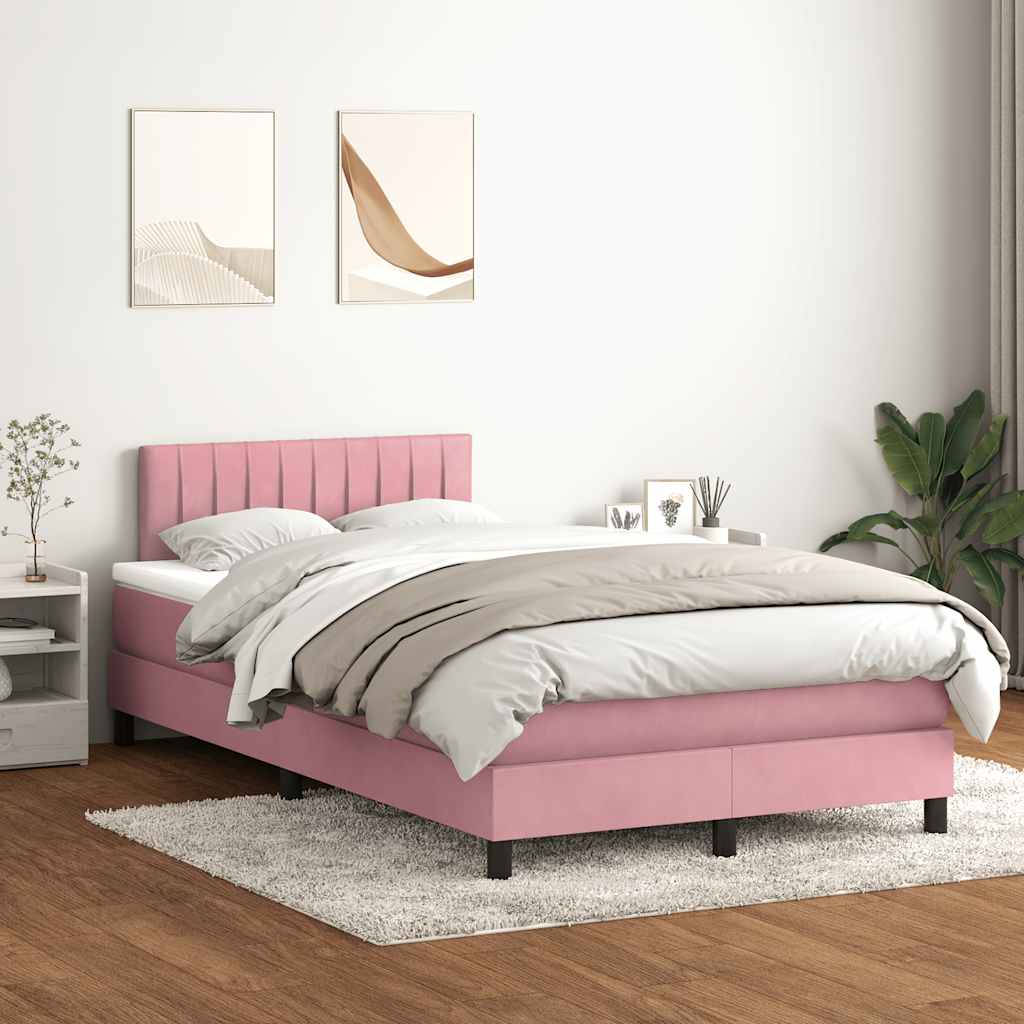 Boxspring met matras en LED fluweel roze 120x220 cm is nu te koop bij PeponiXL, paradijselijk wonen!