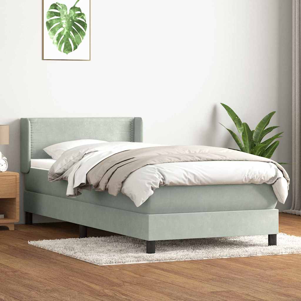 Boxspring met matras fluweel lichtgrijs 80x210 cm is nu te koop bij PeponiXL, paradijselijk wonen!