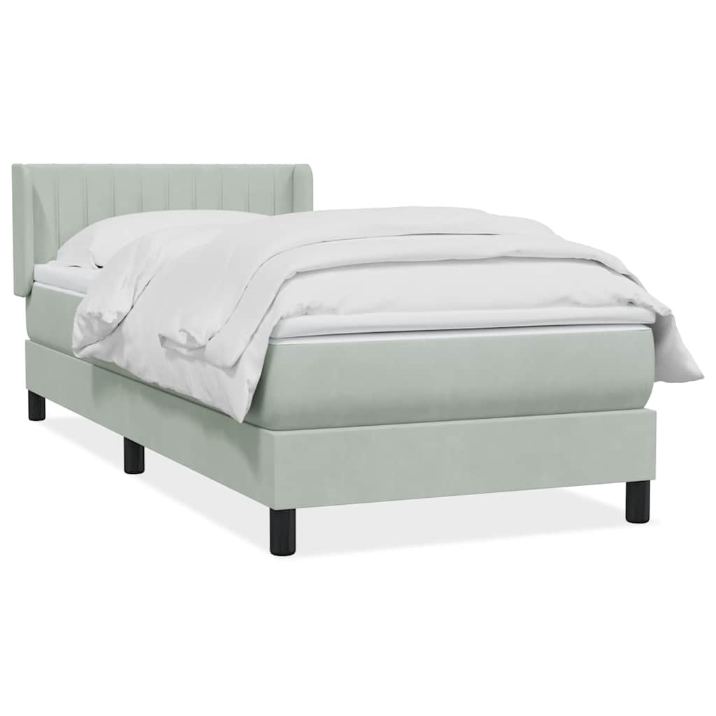 Boxspring met matras fluweel lichtgrijs 90x220 cm is nu te koop bij PeponiXL, paradijselijk wonen!