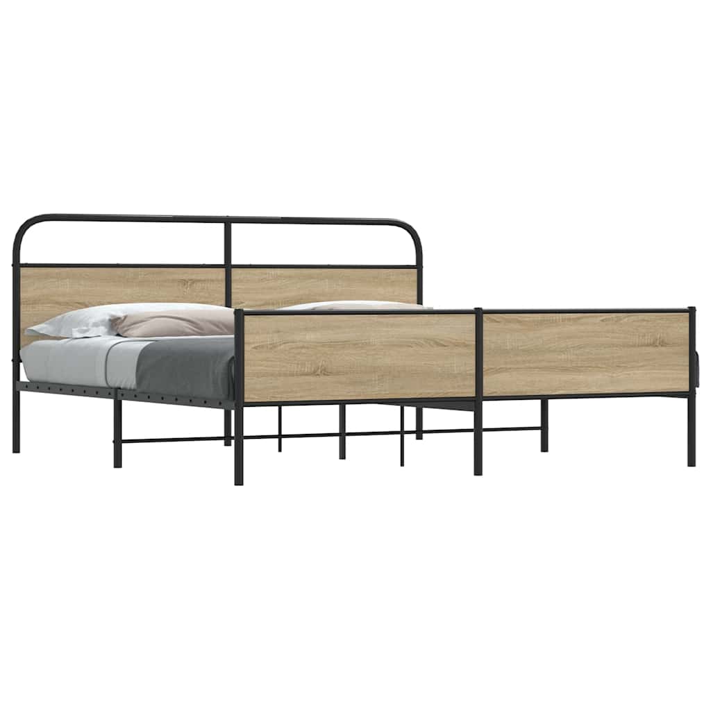 Bedframe zonder matras metaal gerookt eikenkleurig 200x200 cm is nu te koop bij PeponiXL, paradijselijk wonen!