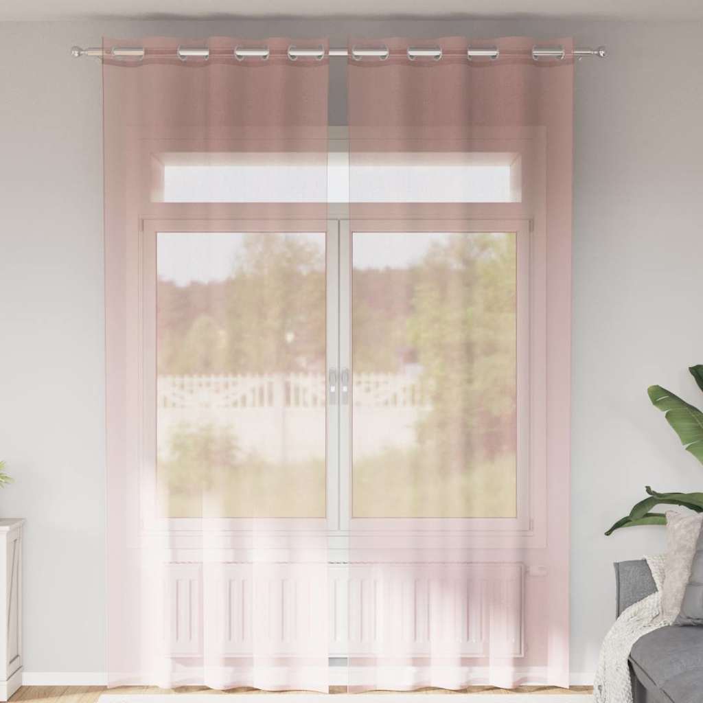 Gordijnen voile met doorvoertules 2 st 140x300 cm lichtroze is nu te koop bij PeponiXL, paradijselijk wonen!