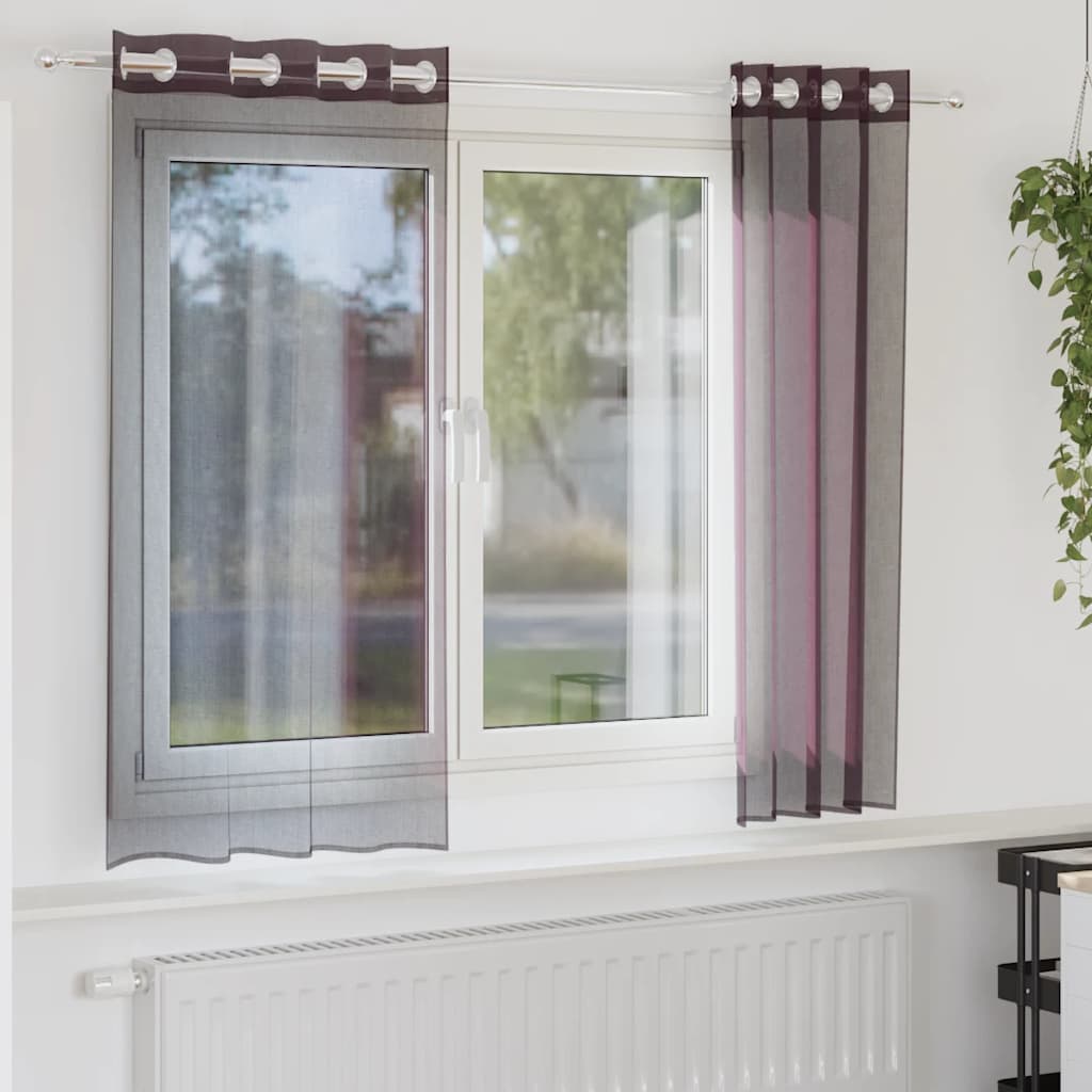 Gordijnen Voile met doorvoertules 2 st paars 140x140 cm is nu te koop bij PeponiXL, paradijselijk wonen!