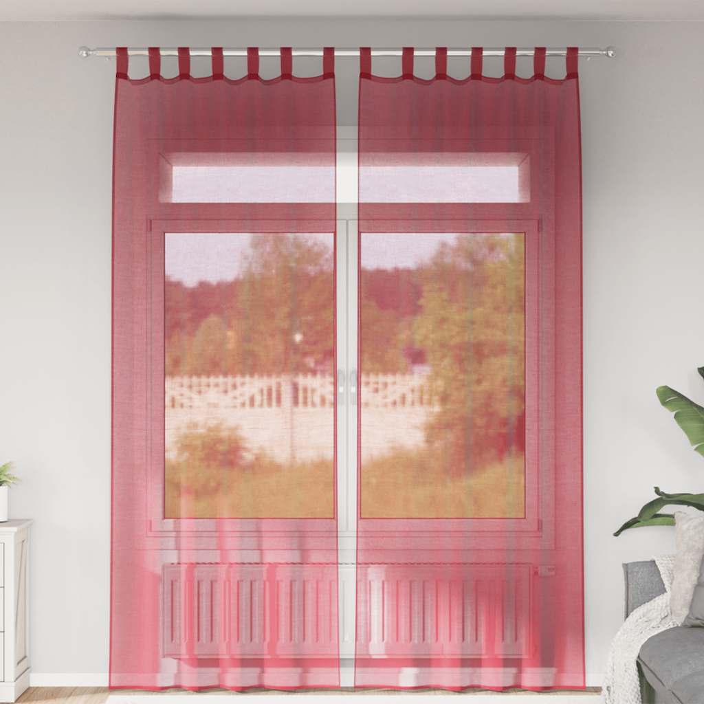Gordijnen met lussen 2 st 140x260 cm wijnrood is nu te koop bij PeponiXL, paradijselijk wonen!
