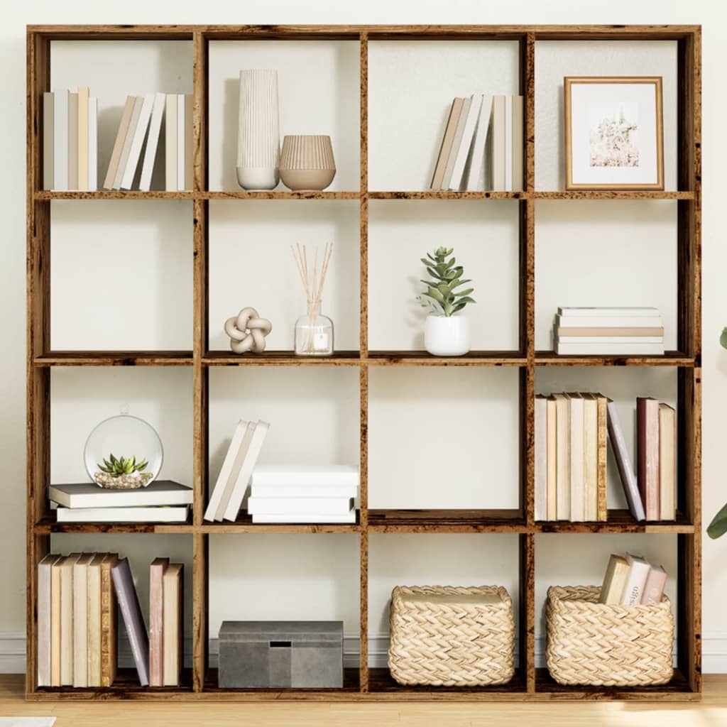 Boekenkast 137,5x29x137,5 cm bewerkt hout oud houtkleurig is nu te koop bij PeponiXL, paradijselijk wonen!