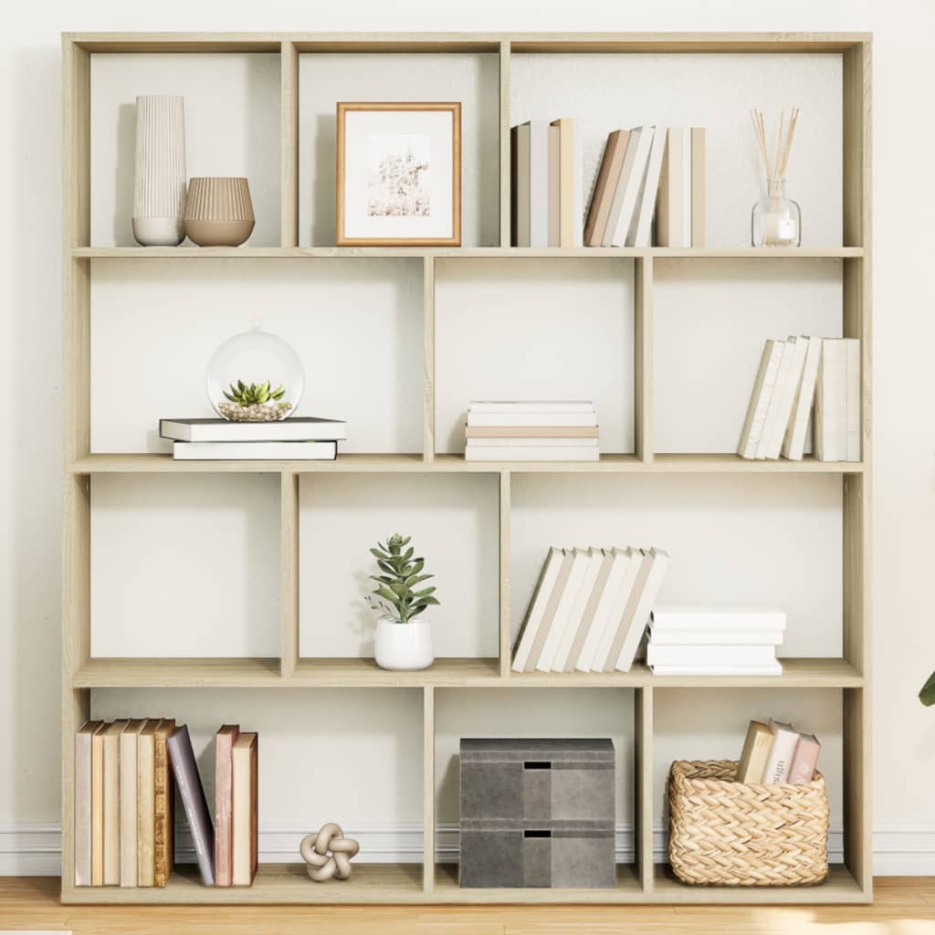 Boekenkast 132x29x141,5 cm bewerkt hout sonoma eikenkleurig is nu te koop bij PeponiXL, paradijselijk wonen!