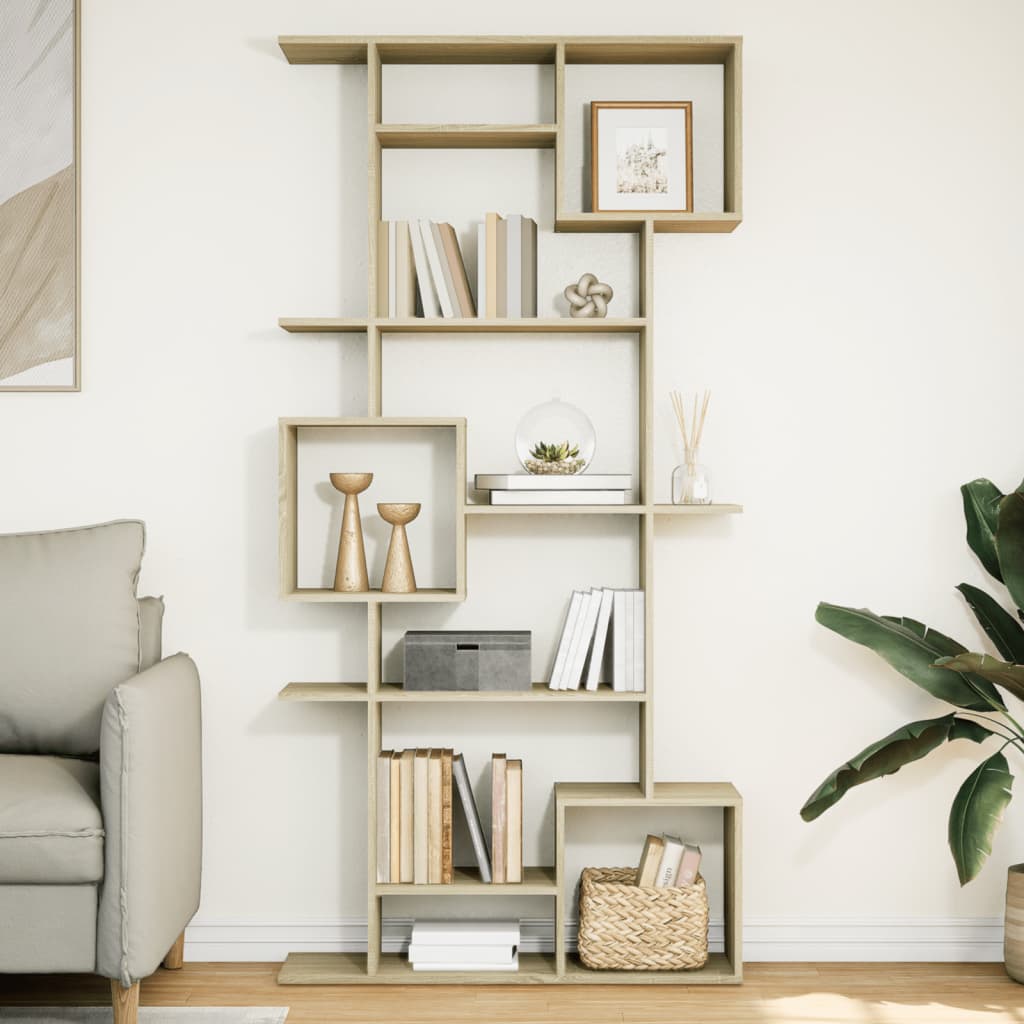 Boekenkast 92x29x188 cm bewerkt hout sonoma eikenkleurig is nu te koop bij PeponiXL, paradijselijk wonen!