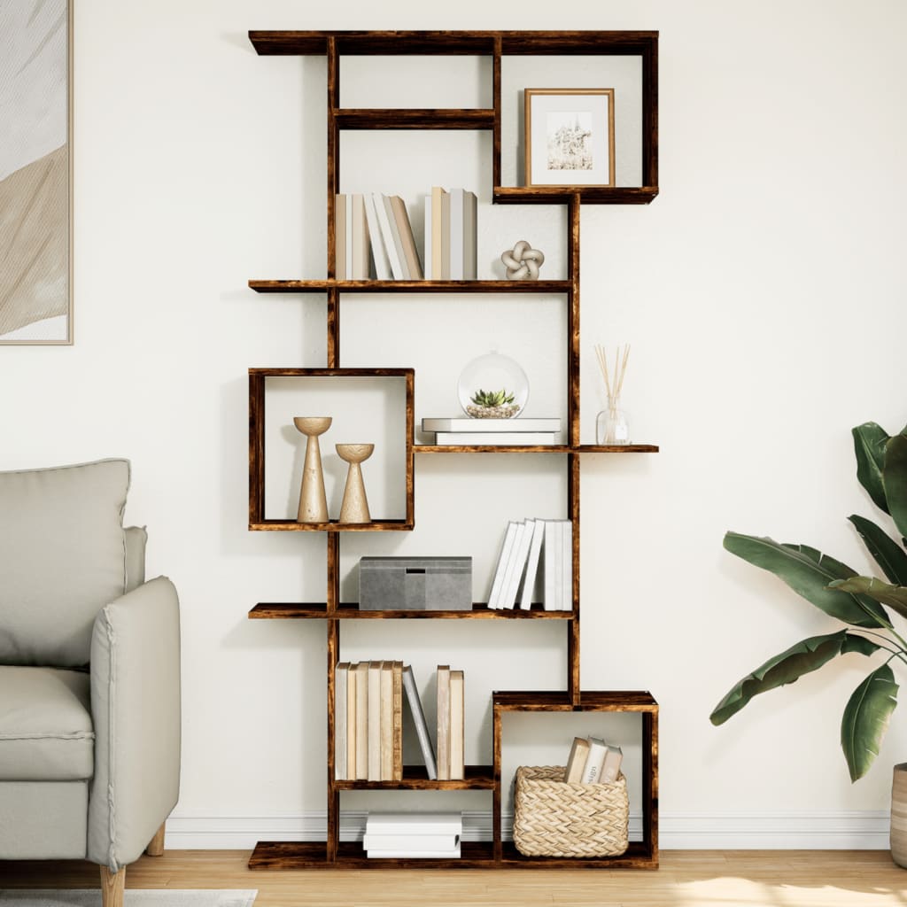 Boekenkast 92x29x188 cm bewerkt hout gerookt eikenkleurig is nu te koop bij PeponiXL, paradijselijk wonen!
