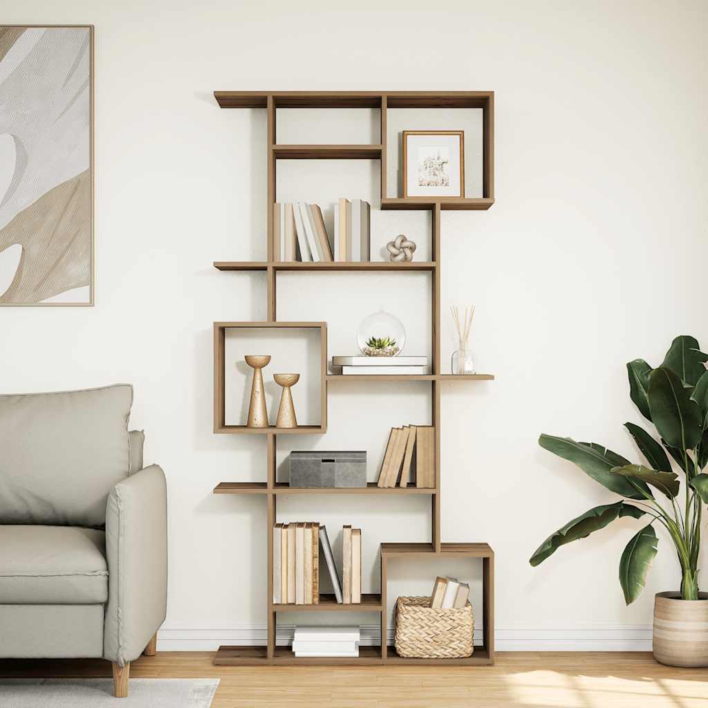 Boekenkast 92x29x188 cm bewerkt hout artisanaal eikenkleur is nu te koop bij PeponiXL, paradijselijk wonen!