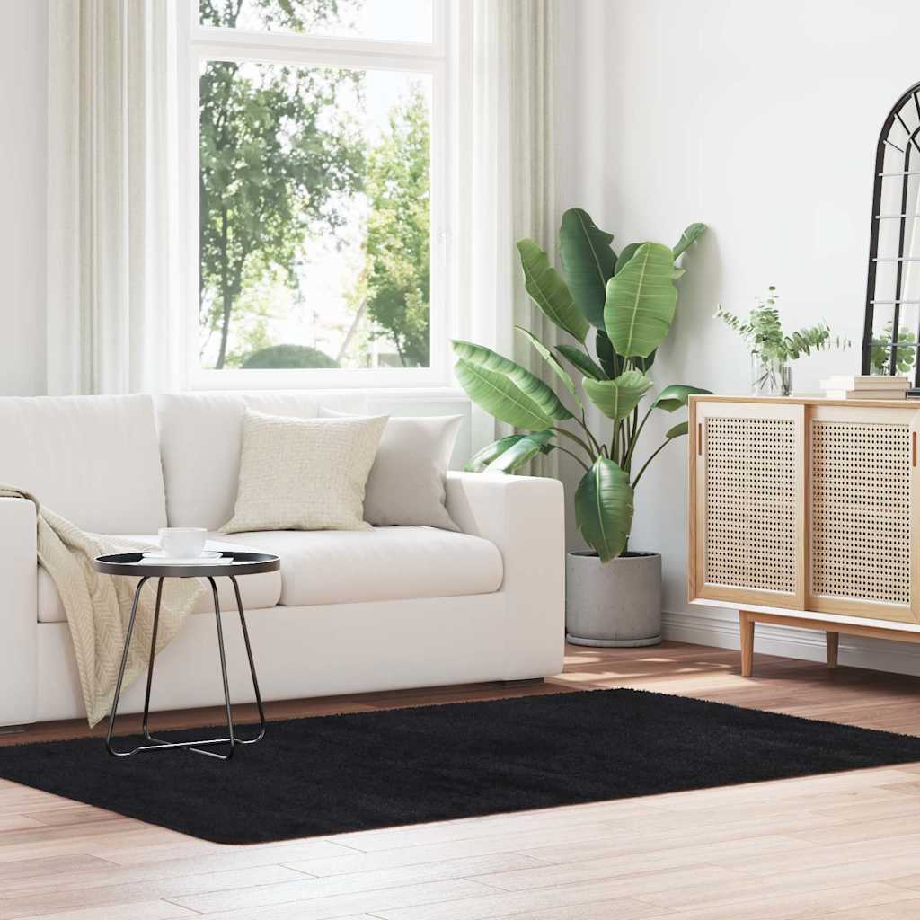 Hoogpolig vloerkleed NAVARRA 130x200 cm polyester zwart is nu te koop bij PeponiXL, paradijselijk wonen!
