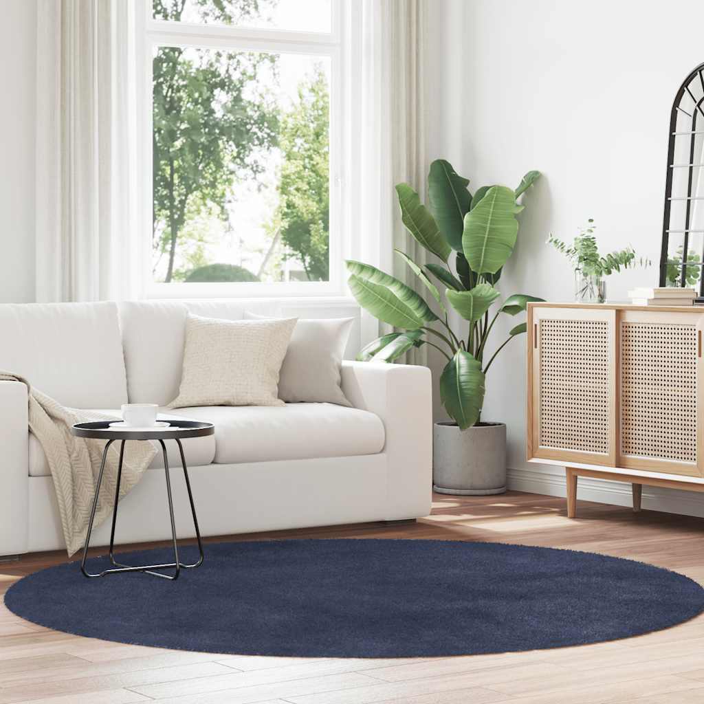 Hoogpolig vloerkleed NAVARRA 200x200 cm polyester marineblauw is nu te koop bij PeponiXL, paradijselijk wonen!
