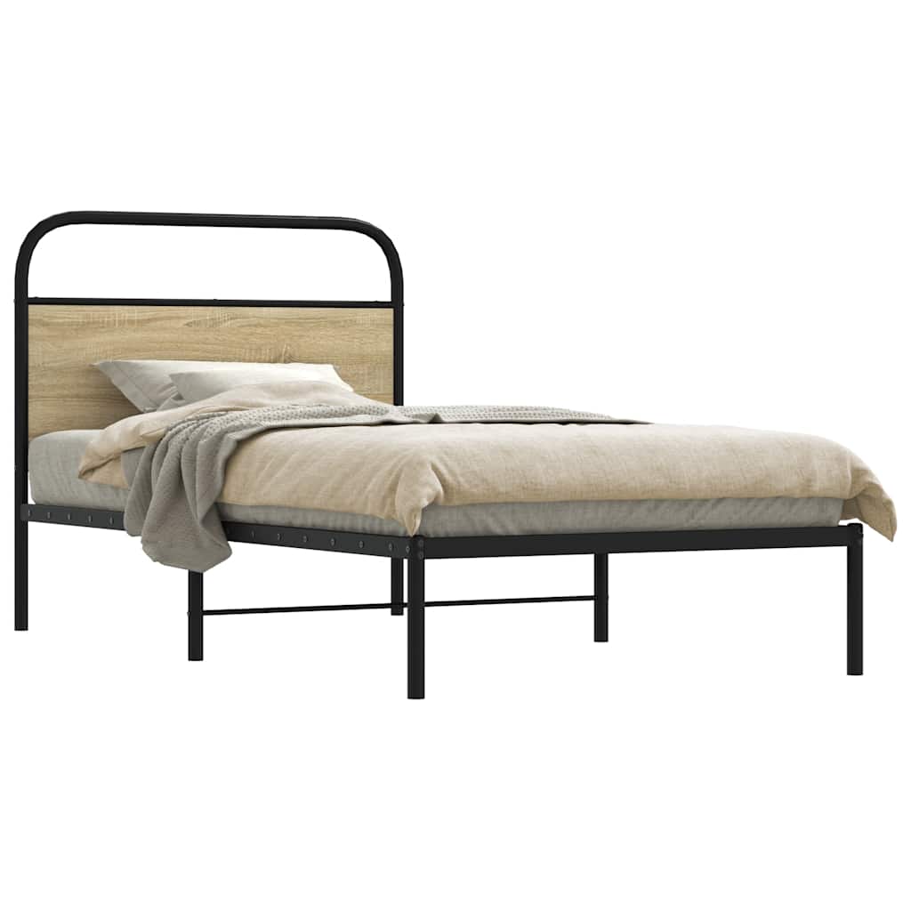 Bedframe zonder matras bewerkt hout sonoma eikenkleur 90x200 cm is nu te koop bij PeponiXL, paradijselijk wonen!
