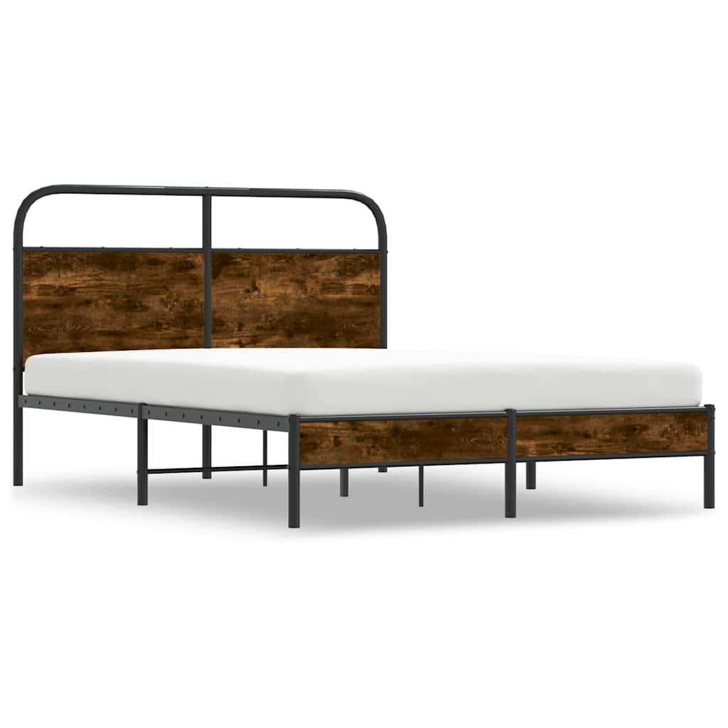Bedframe zonder matras bewerkt hout gerookt eiken 140x190 cm is nu te koop bij PeponiXL, paradijselijk wonen!