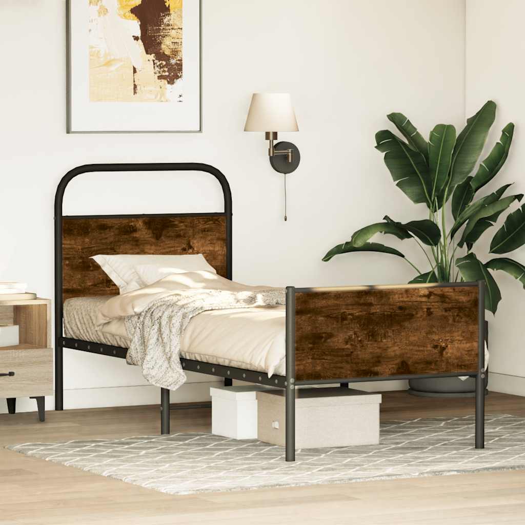 Bedframe zonder matras bewerkt hout sonoma eikenkleur 80x200 cm is nu te koop bij PeponiXL, paradijselijk wonen!