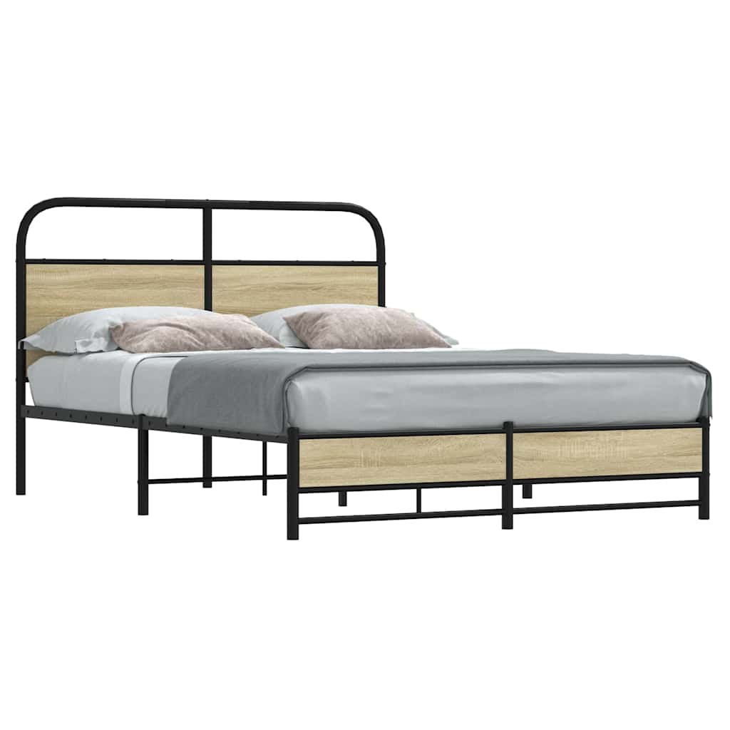 Bedframe zonder matras bewerkt hout sonoma eikenkleur 120x190cm is nu te koop bij PeponiXL, paradijselijk wonen!