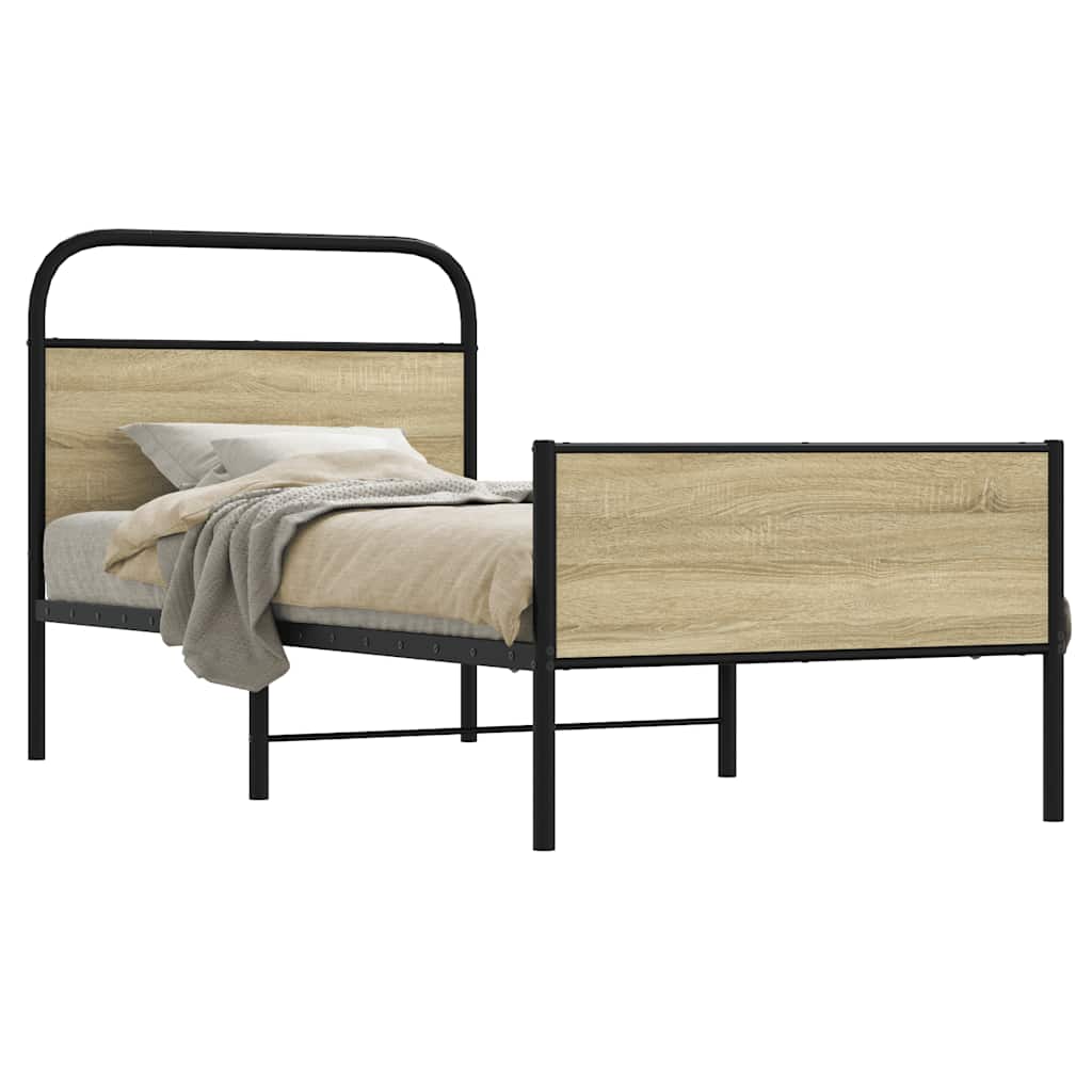 Bedframe zonder matras bewerkt hout sonoma eikenkleur 80x200 cm is nu te koop bij PeponiXL, paradijselijk wonen!