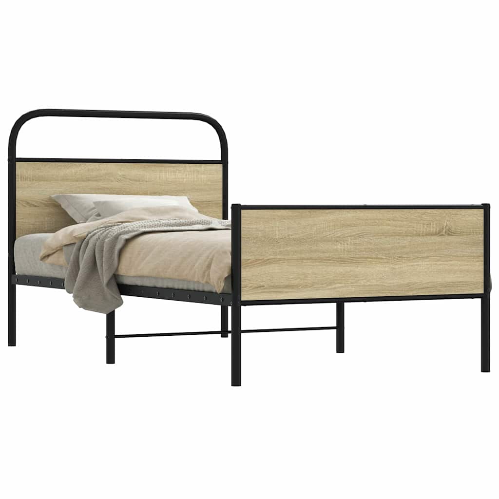 Bedframe zonder matras bewerkt hout sonoma eikenkleur 100x200cm is nu te koop bij PeponiXL, paradijselijk wonen!