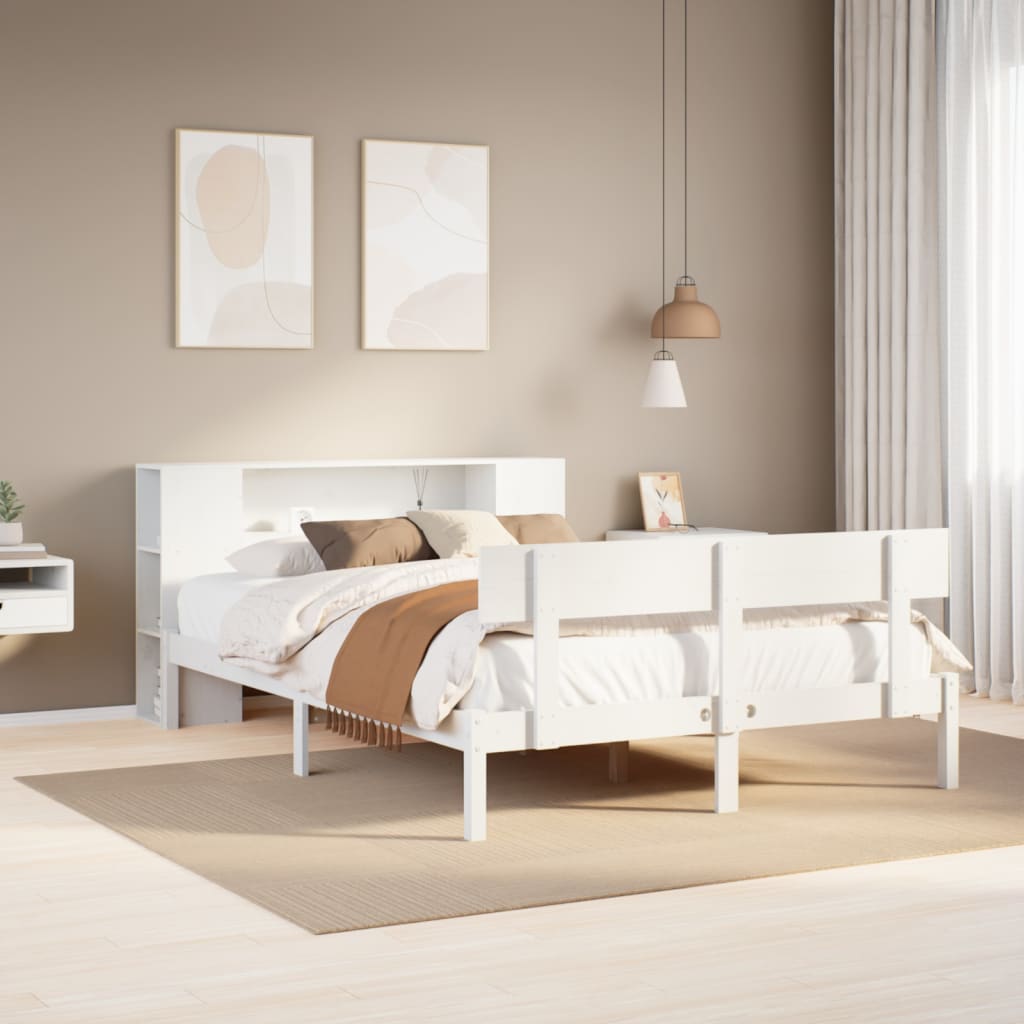 Bed met boekenkast zonder matras grenenhout wit 140x190 cm is nu te koop bij PeponiXL, paradijselijk wonen!