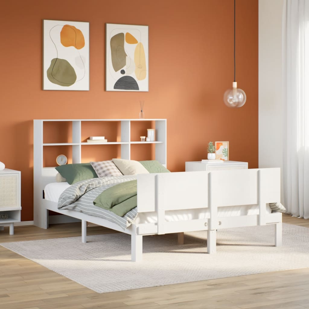 Bed met boekenkast zonder matras grenenhout wit 160x200 cm is nu te koop bij PeponiXL, paradijselijk wonen!