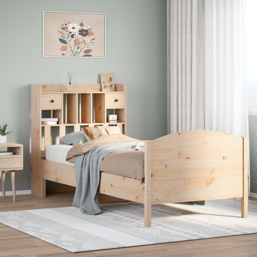 Bed met boekenkast zonder matras massief grenenhout 100x200 cm is nu te koop bij PeponiXL, paradijselijk wonen!
