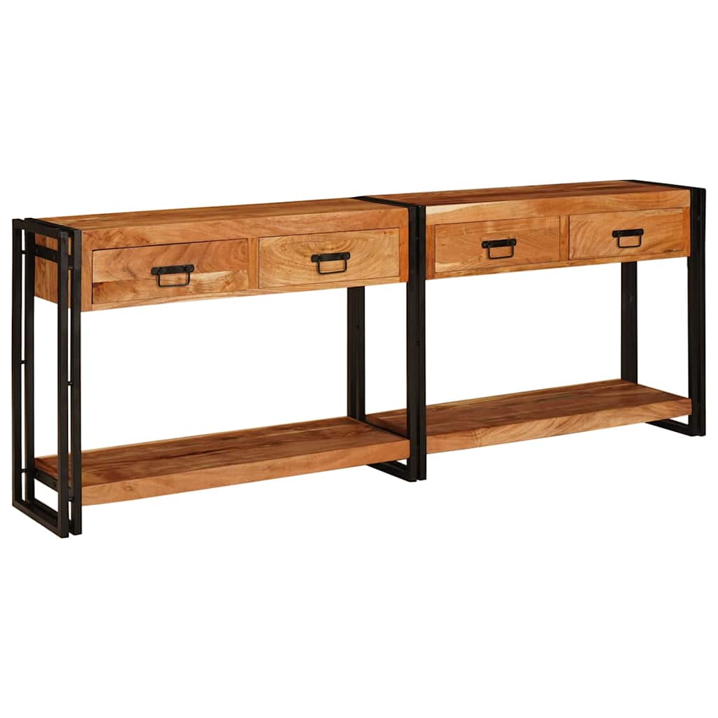 Wandtafels 2 pcs Bruin 200 x 33 x 75 cm Massief Acaciahout is nu te koop bij PeponiXL, paradijselijk wonen!