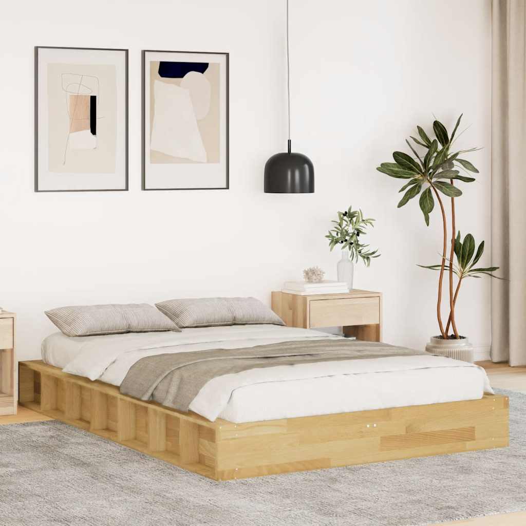 Bedframe zonder matras 120x190 cm massief hout eiken is nu te koop bij PeponiXL, paradijselijk wonen!
