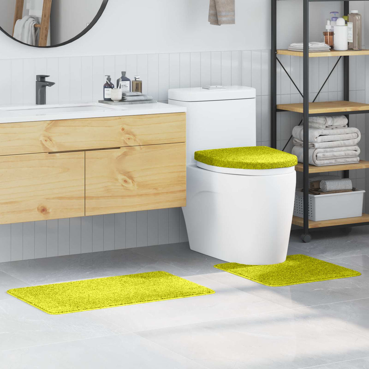 Antislip Badmat Set 3 pcs Groen PP is nu te koop bij PeponiXL, paradijselijk wonen!